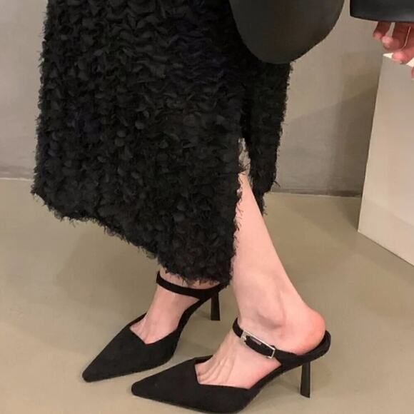 ZARA Black Buckled Mules NWT | Pointed Toe Heels | Size 8 - Picture 7 of 16